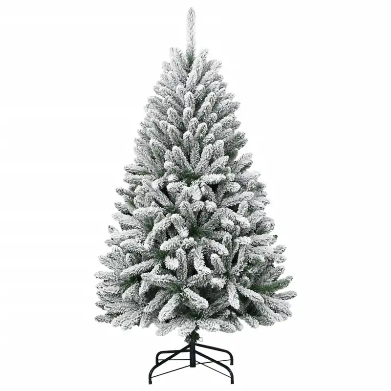 Árbol de Navidad - Árbol navideño artificial con bisagras y nieve flocada 120 cm
