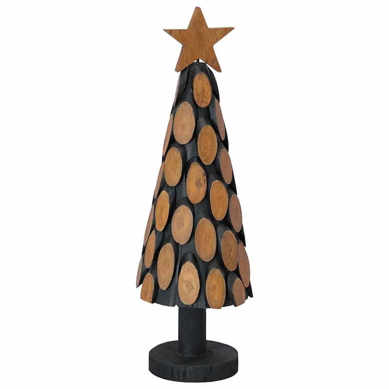 Árbol de Navidad - Árbol navideño con soporte Marrón 60 cm Madera de teca maciza