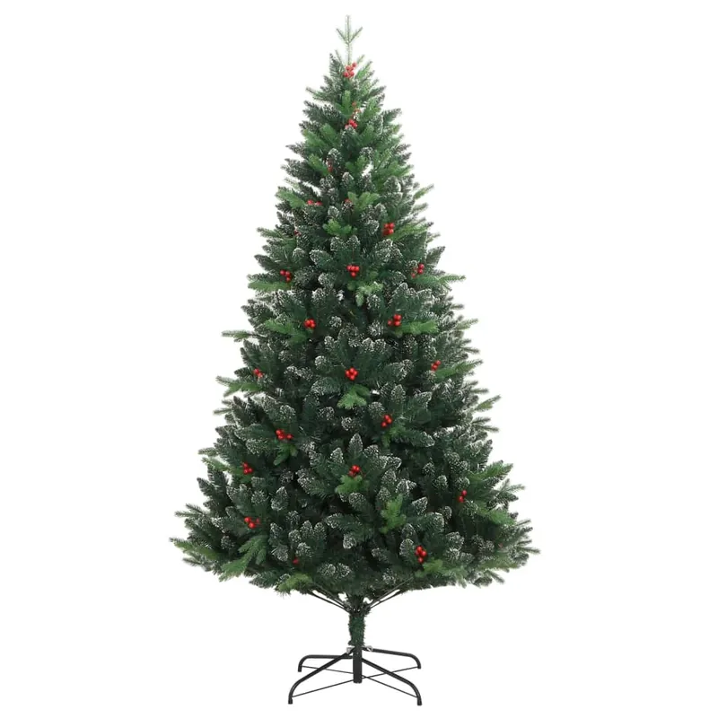 Árbol de Navidad - Árbol navideño artificial con bisagras y frutos rojos 150 cm