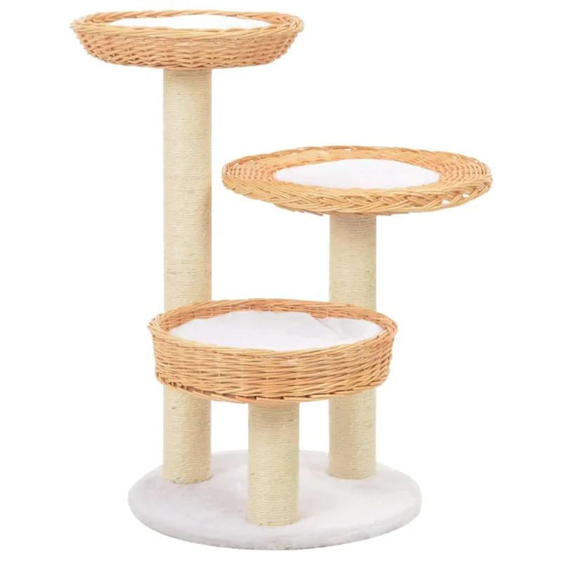 vidaXL Rascador para gatos con poste de sisal madera natural de sauce - Jardín