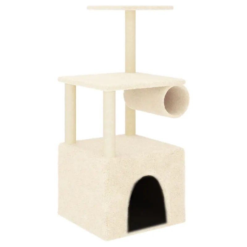vidaXL Rascador para gatos con postes de sisal color crema 109,5 cm - Jardín