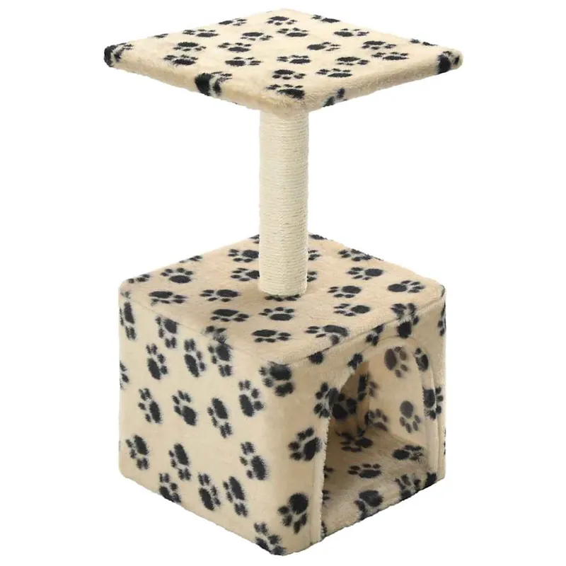 vidaXL Rascador para gatos con poste de sisal 55 cm huellas beige - Jardín
