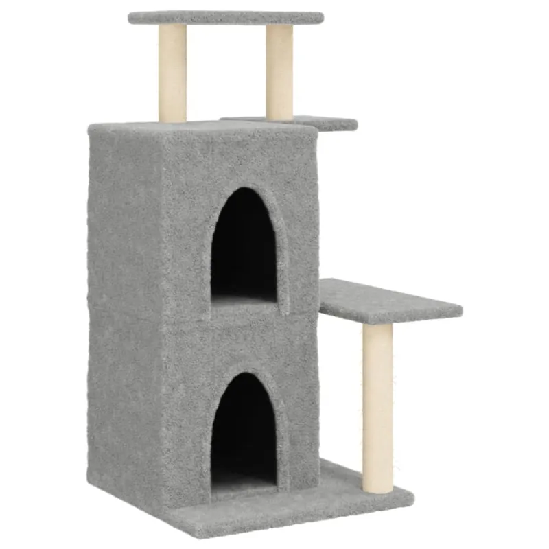 vidaXL Rascador para gatos con postes de sisal gris claro 97 cm - Jardín