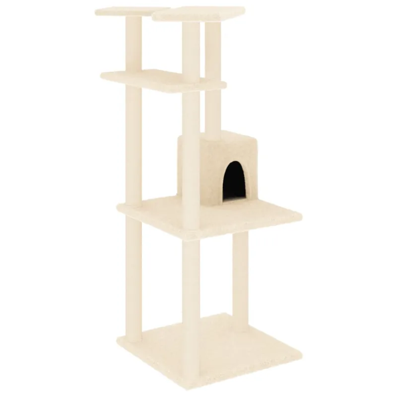 vidaXL Rascador para gatos con postes de sisal color crema 123 cm - Jardín