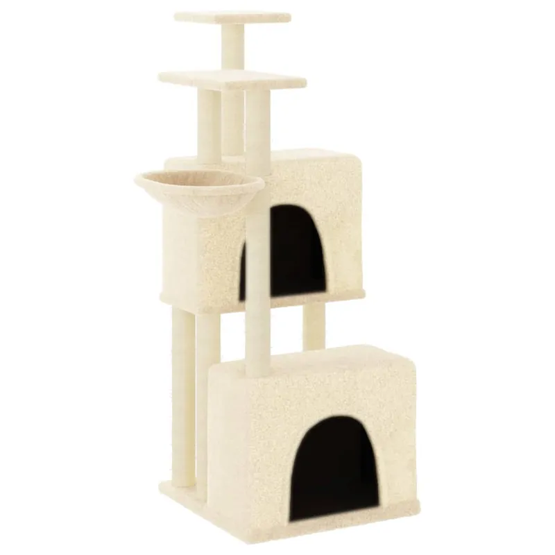 vidaXL Rascador para gatos con postes de sisal color crema 122 cm - Jardín