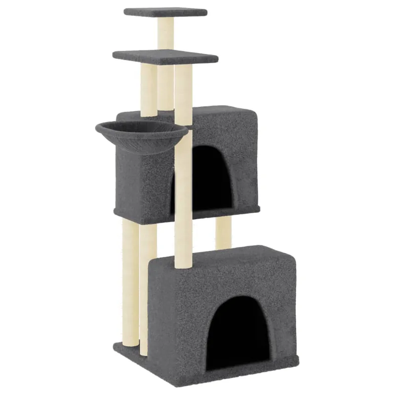 vidaXL Rascador para gatos con postes de sisal gris oscuro 122 cm - Jardín