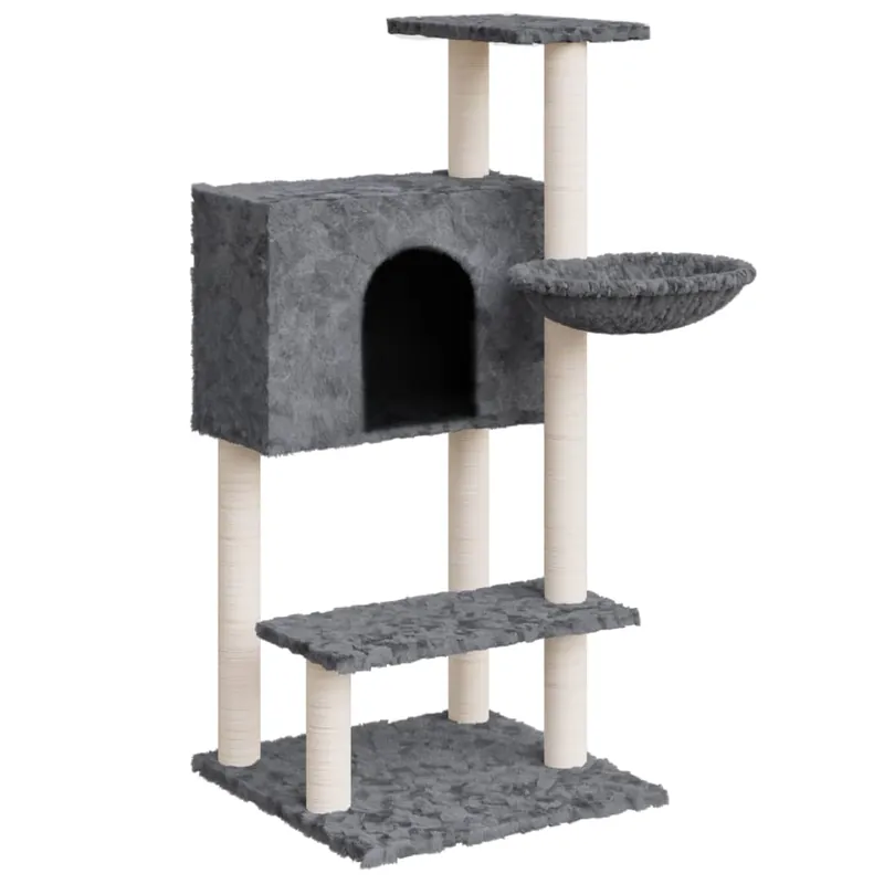 vidaXL Rascador para gatos con postes de sisal gris oscuro 108,5 cm - Jardín