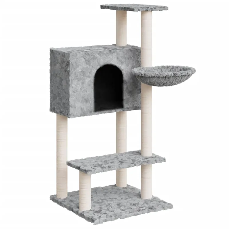vidaXL Rascador para gatos con postes de sisal gris claro 108,5 cm - Jardín
