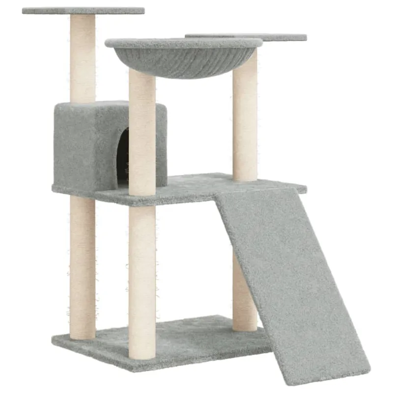 vidaXL Rascador para gatos con postes de sisal gris claro 83 cm - Jardín