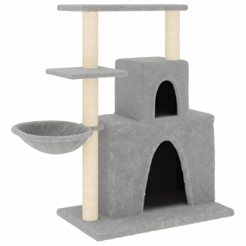 vidaXL Rascador para gatos con postes de sisal gris claro 83 cm - Jardín