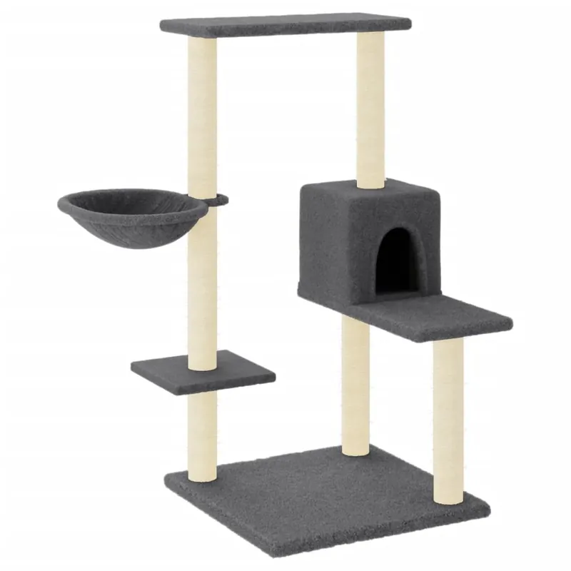 vidaXL Rascador para gatos con postes de sisal gris oscuro 95 cm - Jardín