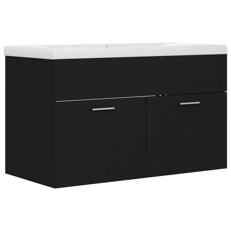 vidaXL Mueble con lavabo madera de ingeniería negro - Baño