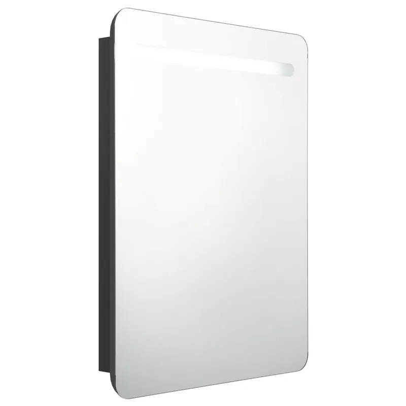 vidaXL Armario de baño con espejo LED gris brillante 60x11x80 cm
