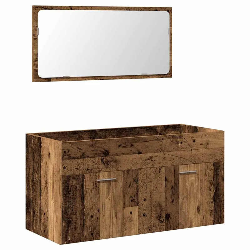 vidaXL Mueble de baño con espejo de madera antigua madera ingeniería