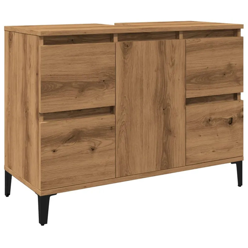 vidaXL Armario de lavabo madera contrachapada roble ahumado 80x33x60cm - Baño