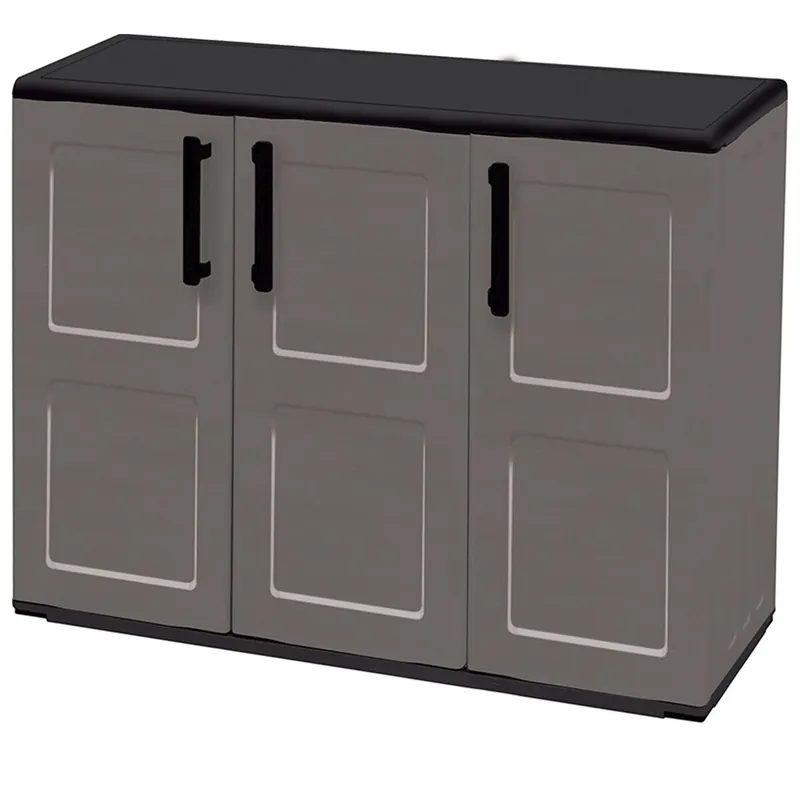 Armario de mediana altura 102x37x84cm en polipropileno, material reciclable y ecológico sostenible, está equipado con bisagras y estantes - Jardín