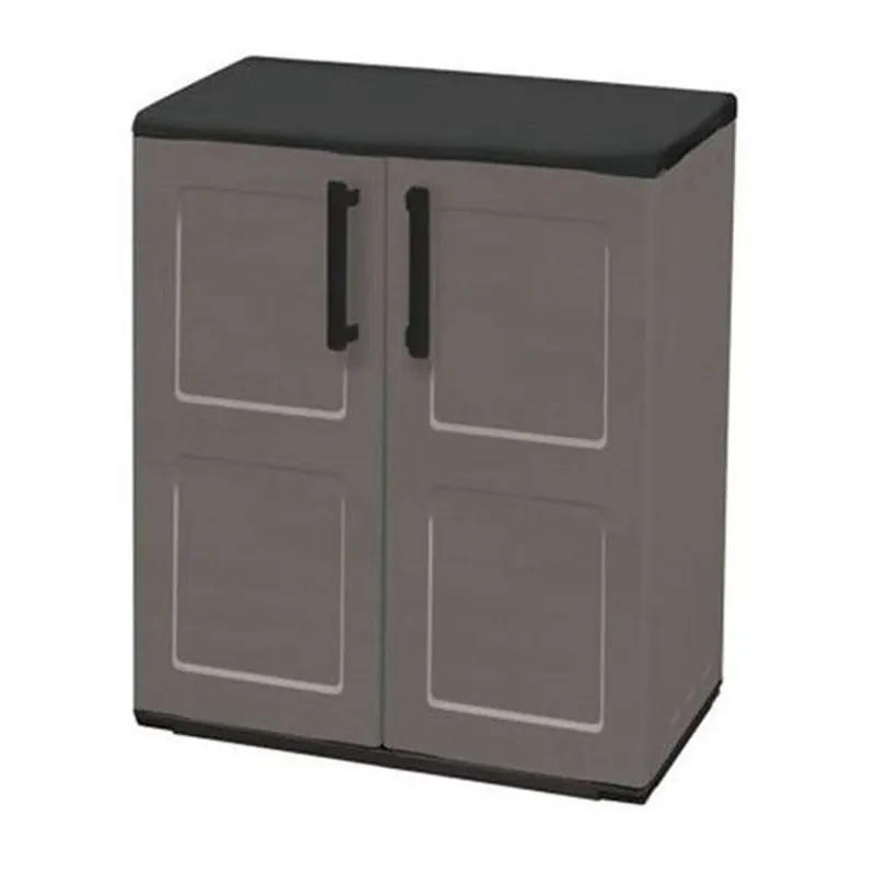 Armario de mediana altura 68x37x84cm en polipropileno, material reciclable y eco-sostenible, equipado con bisagras y balda regulable