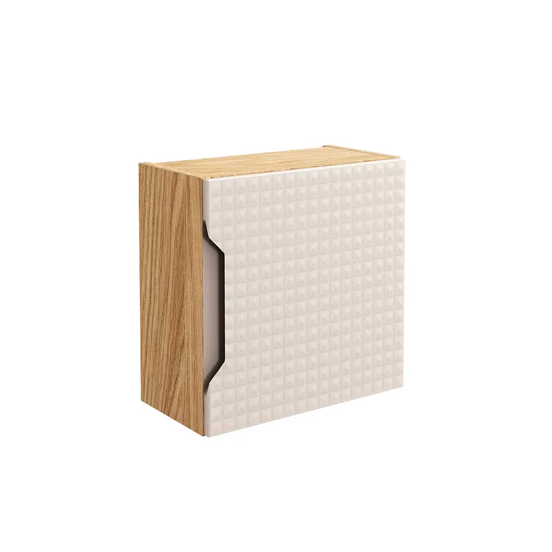 Armario de pared 1 puerta Mallory Beige y madera - Baño