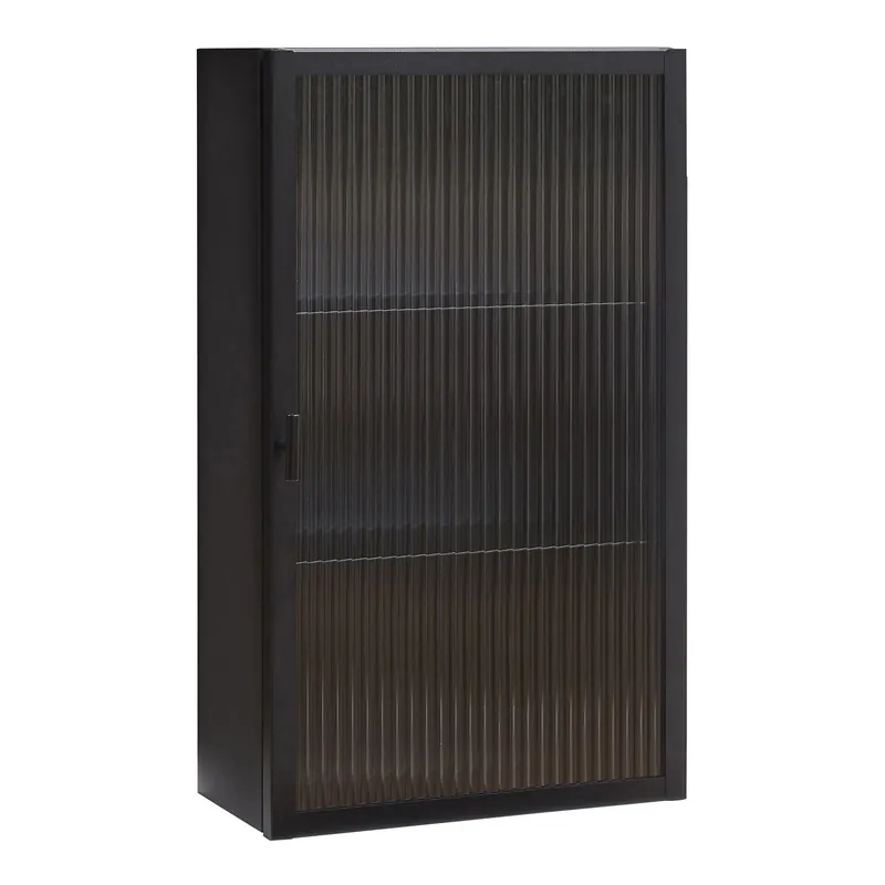 Armario de pared Zundert puerta de vidrio 60x35x15 cm - Negro [en.casa]