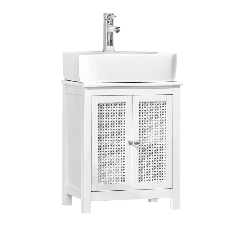 Armario Lavabo con Pie Armario de Baño 2 Niveles y 2 Puertas Blanco 50 x 33 x 60 cm BZR35-W SoBuy