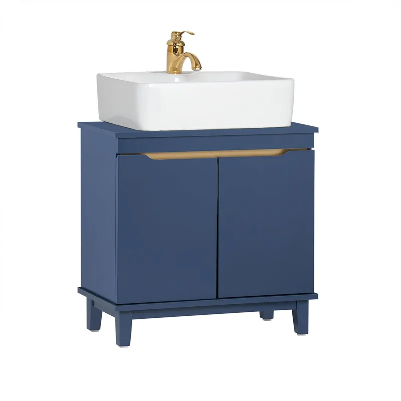 SoBuy BZR113-B Armario para Debajo del Lavabo 2 Puertas Azul