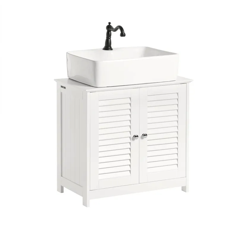 Armario para el Debajo del Lavado,2 Puertas,Blanco,L 60 x P 35 x H 58 cm Blanco FRG237-W SoBuy