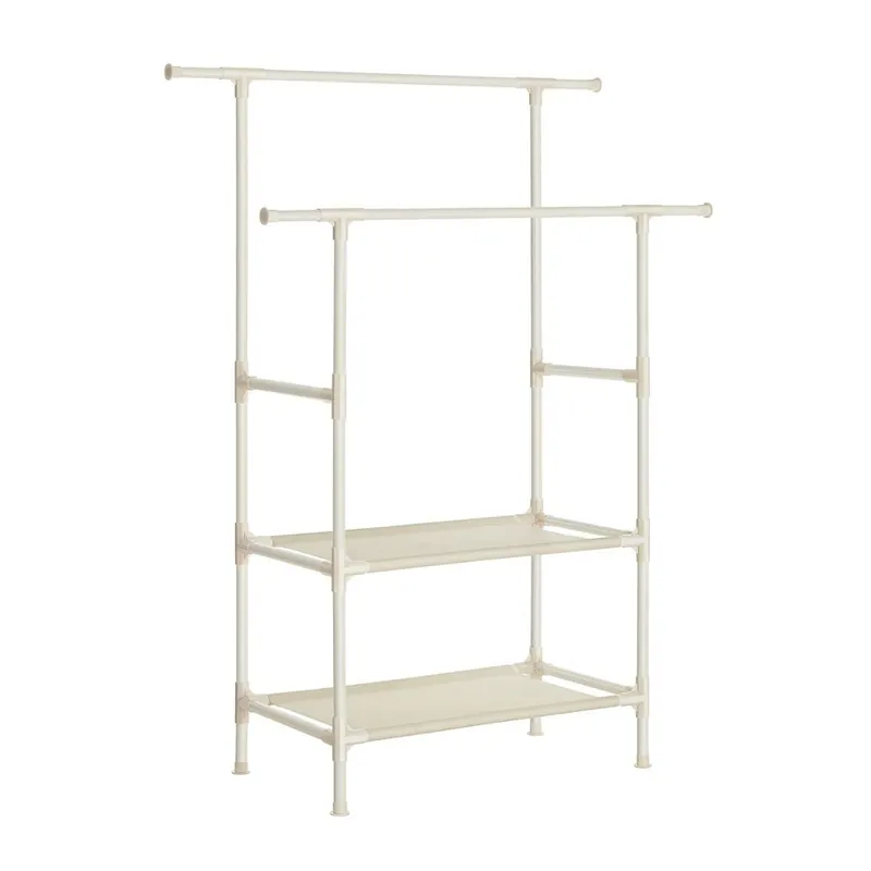 Armario para ropa con 2 barras y 2 estantes blancos - Decoración