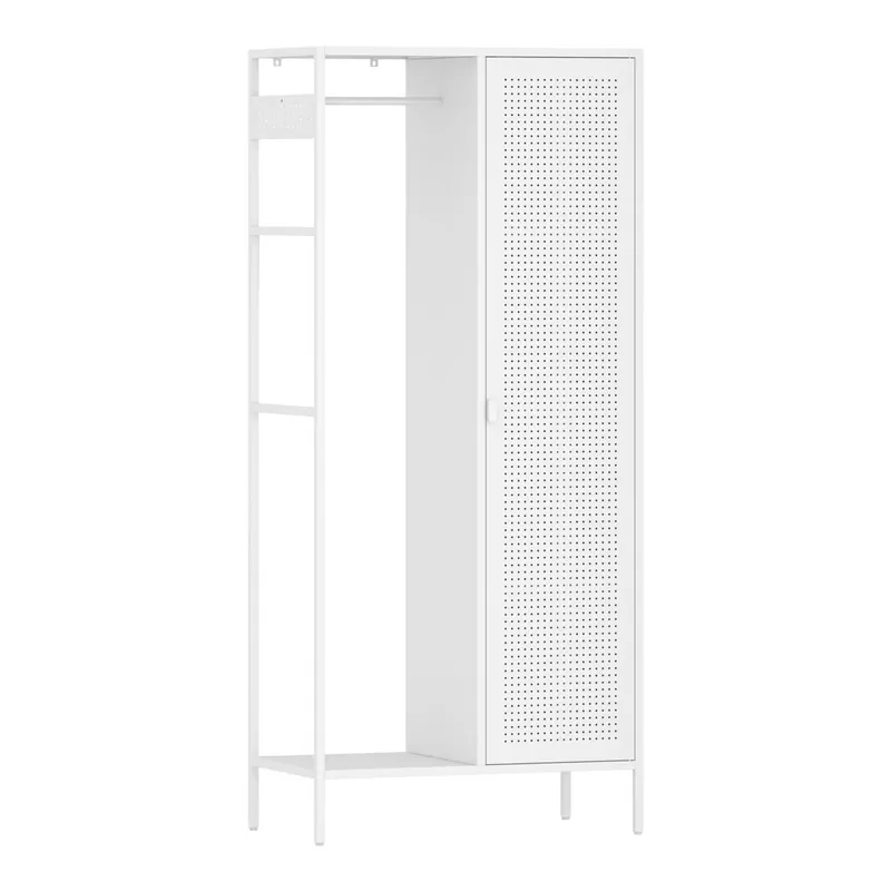 Armario ropero Puumala con puerta metal 180x80x45cm - Blanco [en.casa]