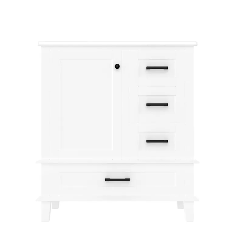 Armario baño 76x46x83,5 cm - Con lavabo, 3 cajones, estante, acabado lacado, Gris