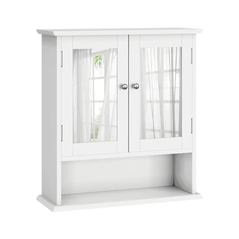 Armario baño con espejo - estante ajustable - blanco