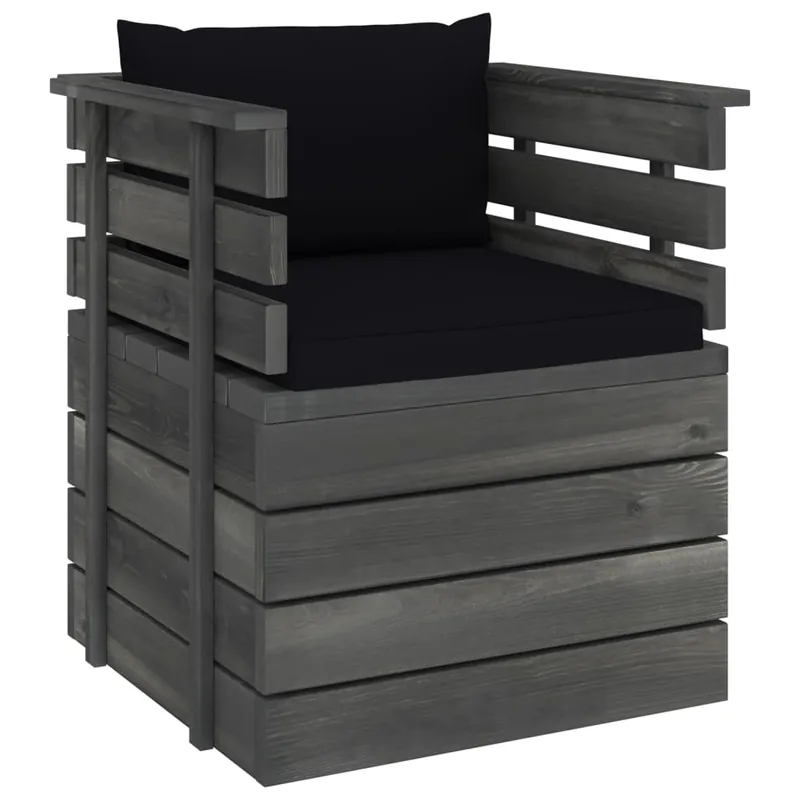 vidaXL Sillón de jardín con cojines madera de pino - Sofás sillones puffs