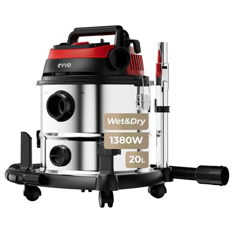Aspirador Sólidos y Líquidos EVVO AE84, 1380W, 20L, Función Soplado y Filtro HEPA - Electrodomésticos