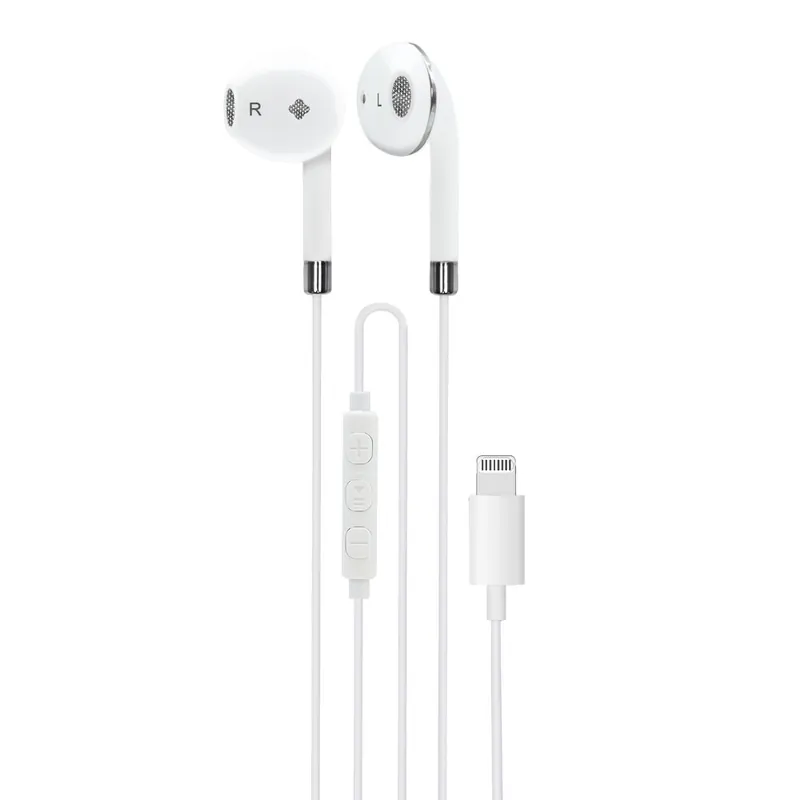 Auriculares con cable y microfono Lightning MFI 1,2 mt Blanco Mooov 493157 - Electrónica