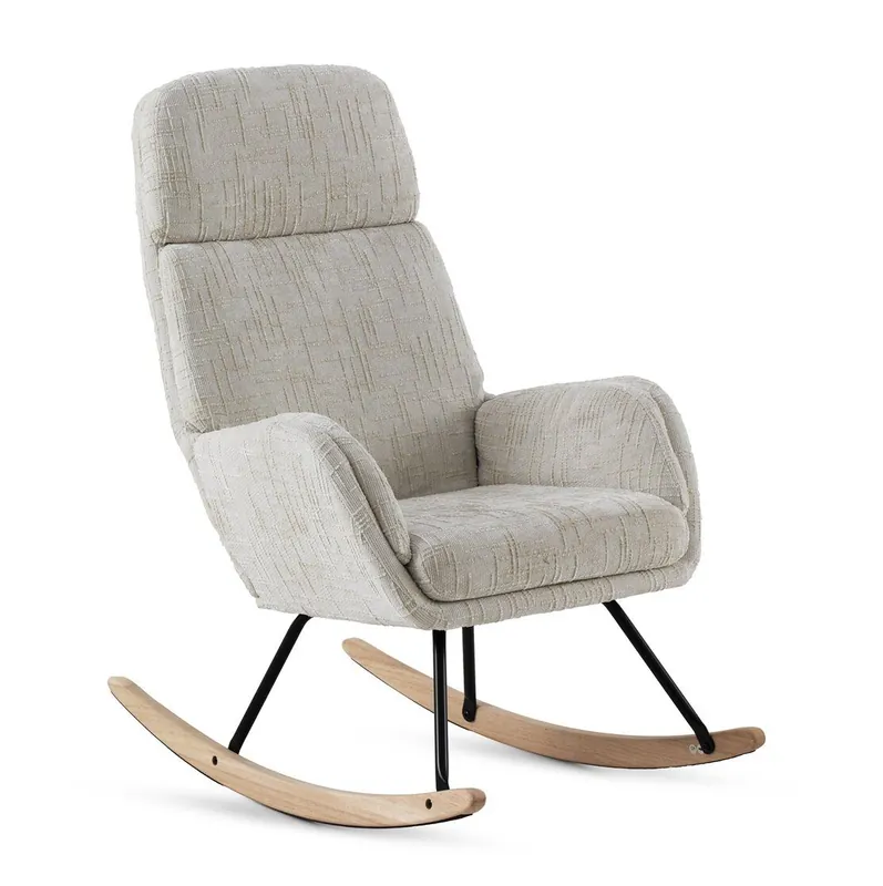 Balancín tapizado en chenilla blanca y patas metálicas - Sofás sillones puffs