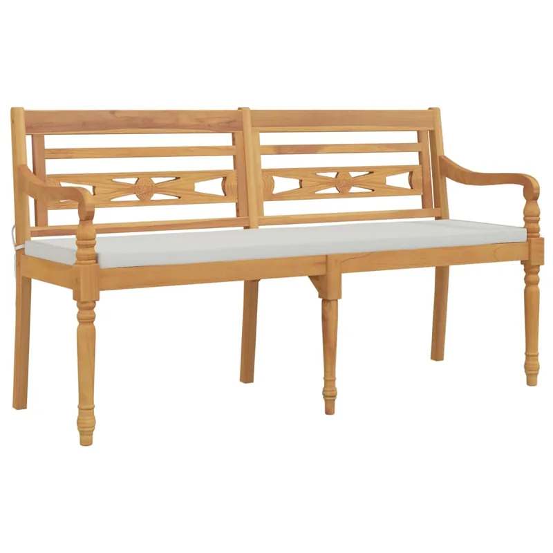 vidaXL Banco Batavia con cojín madera maciza de teca 150 cm - Jardín