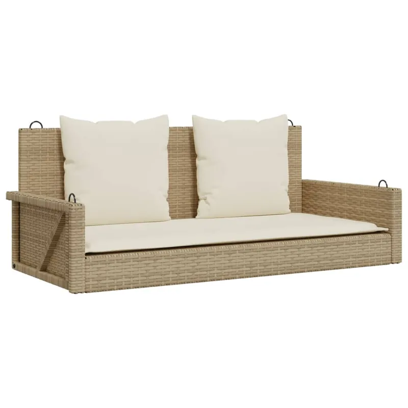 vidaXL Banco columpio con cojines ratán sintético marrón 119x56x48 cm - Jardín
