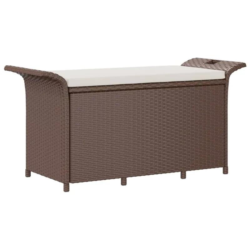 vidaXL Banco de jardín con cojín ratán sintético gris 116x46x57 cm