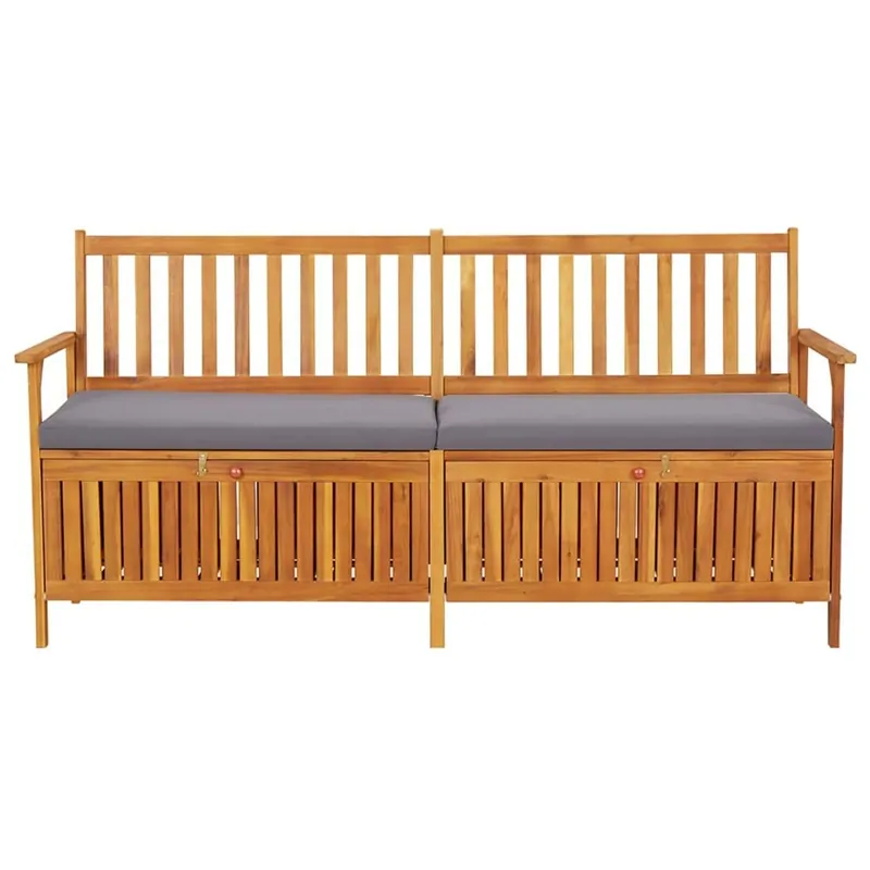 Banco de almacenaje Lax con cojín madera de acacia 84x170x63 cm - Jardín
