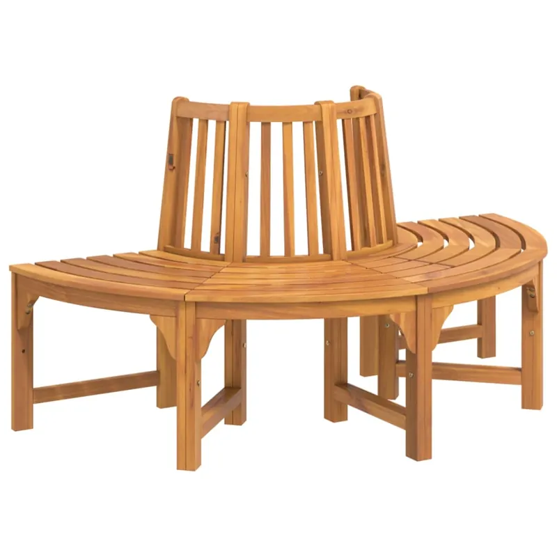 vidaXL Banco de árbol semicircular madera maciza eucalipto Ø160 cm - Jardín