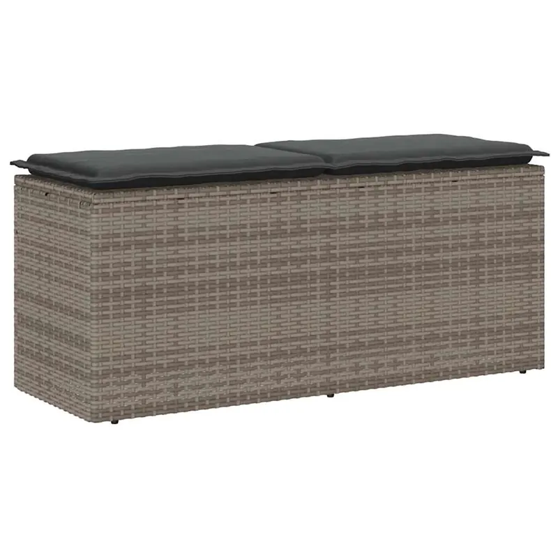 vidaXL Banco de jardín con cojín ratán sintético negro 110x40x44 cm