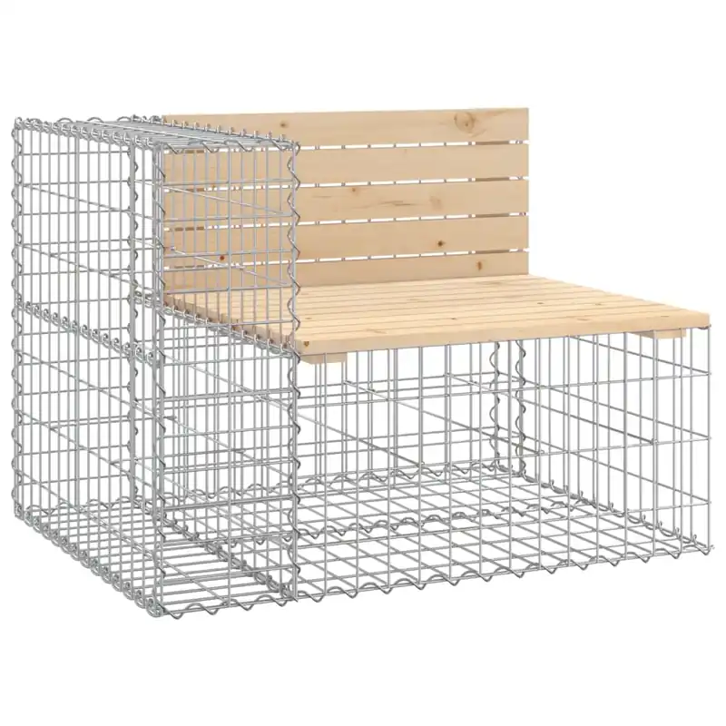 vidaXL Banco jardín con gaviones madera pino impregnada 92x71x65,5 cm