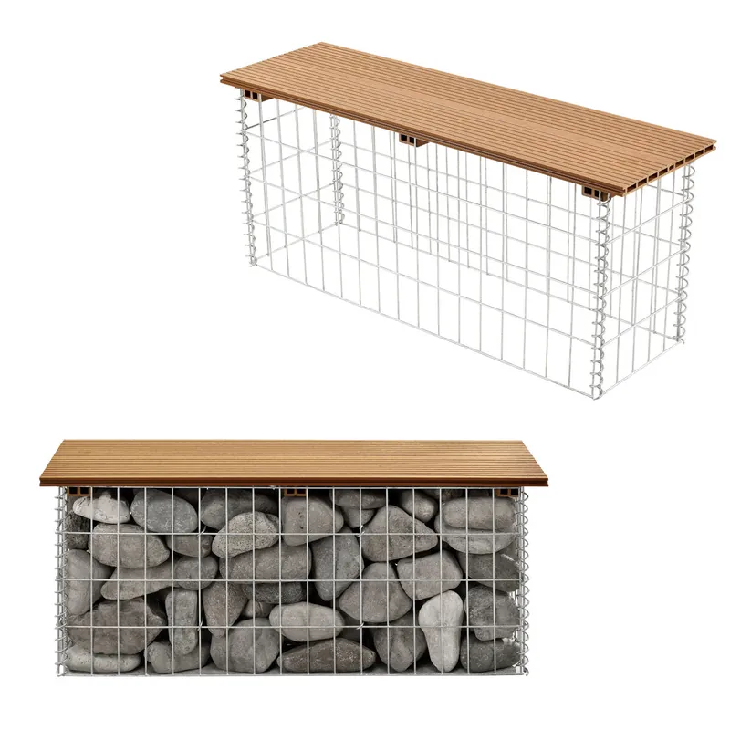 Banco de jardín gavión Friesland WPC 100 x 30 x 45 cm negro [pro.tec]