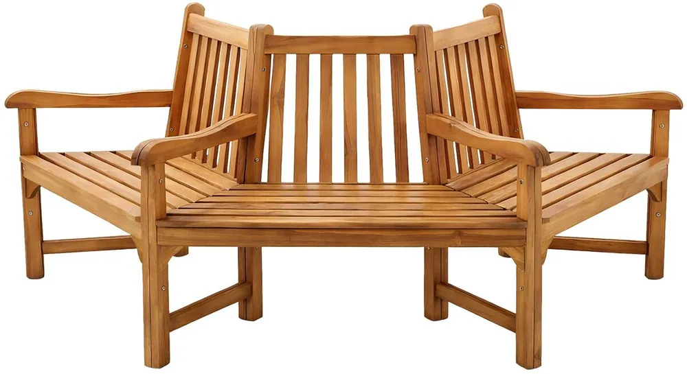 Banco para arbol Kenna semicircular Madera Teca 100X200X90 cm - Jardín