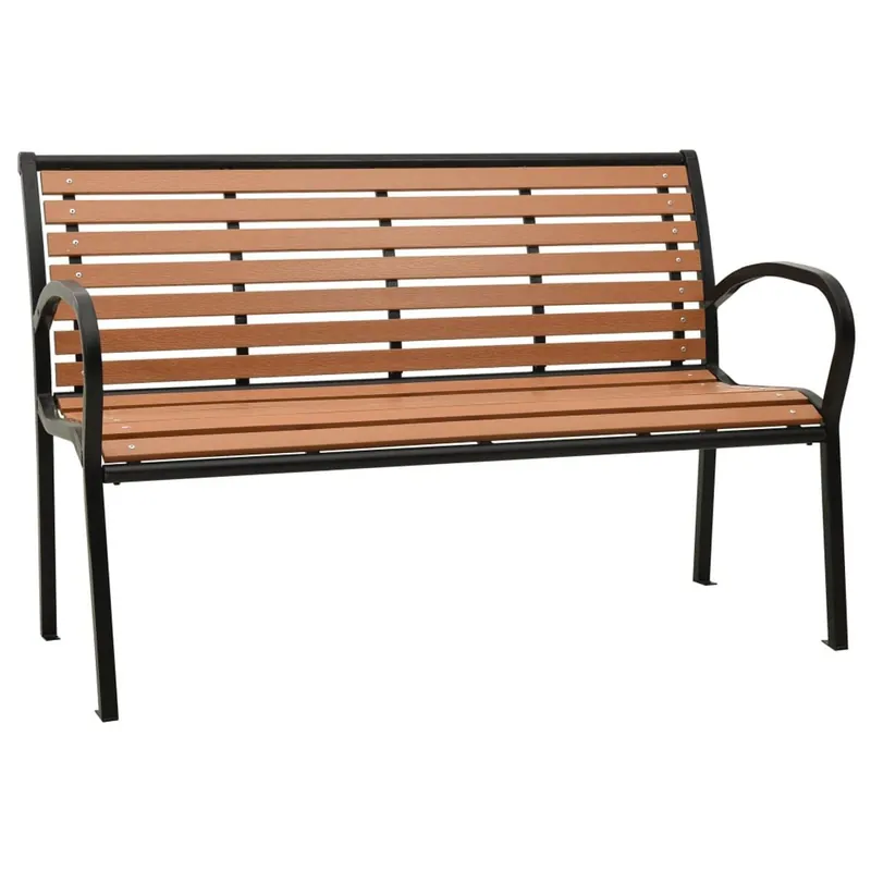Banco de jardín Kok 2 plazas negro/marrón 81x116x59 cm