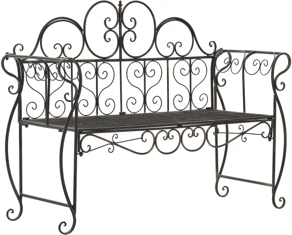Banco de jardin Minna Metal Bronce 46X128X94 cm - Jardín