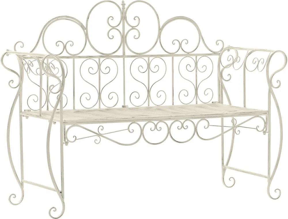 Banco de jardin Minna Metal Blanco antiguo 46X128X94 cm - Jardín