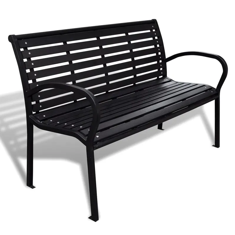 Banco de jardín muebles de exterior terraza terraza 125 cm acero y WPC negro 02_0011224