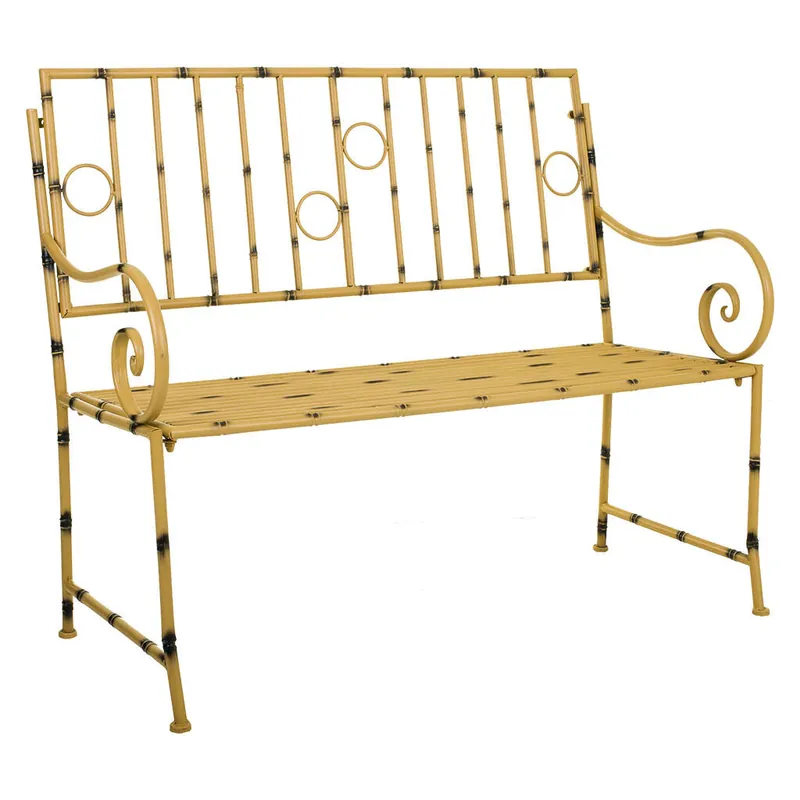 Banco de metal amarillo 126x50x92 - Jardín