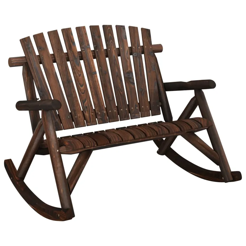 vidaXL Banco mecedora de jardín de 2 plazas madera abeto 123x96x102 cm