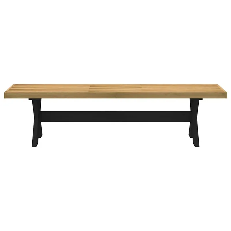 Banco Noain patas forma de X natural/negro 45x180x40 cm - Jardín